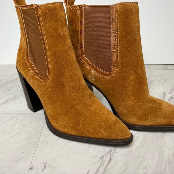 New! Vince Camuto Ratony Brown Suede Heeled Bootie 10M - Picture 9 of 14